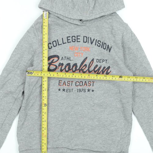 Name It Boys Grey Brooklyn Graphic Pullover Hoodie 9-10 Years Cotton Blend