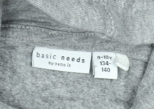 Name It Boys Grey Brooklyn Graphic Pullover Hoodie 9-10 Years Cotton Blend