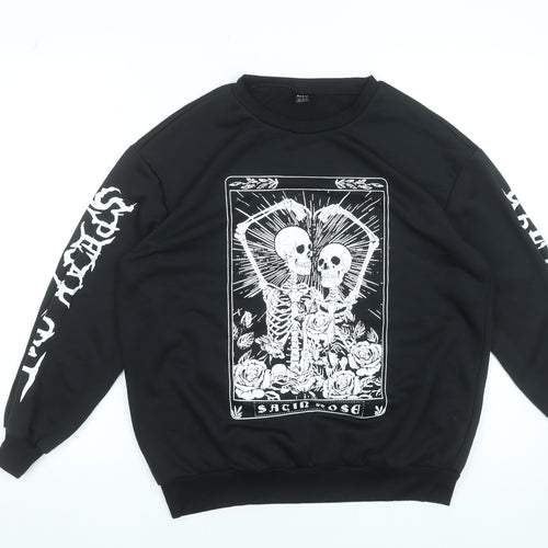 SHEIN Women's Black Skeleton Graphic Pullover Sweatshirt XS