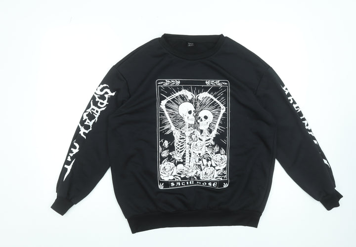 SHEIN Women's Black Skeleton Graphic Pullover Sweatshirt XS