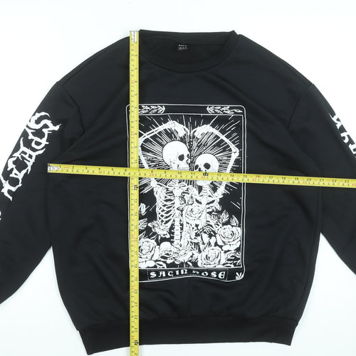 SHEIN Women's Black Skeleton Graphic Pullover Sweatshirt XS
