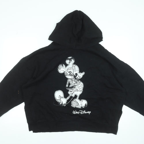 Disney Women Black L Hoodie Pullover Mickey Mouse Graphic