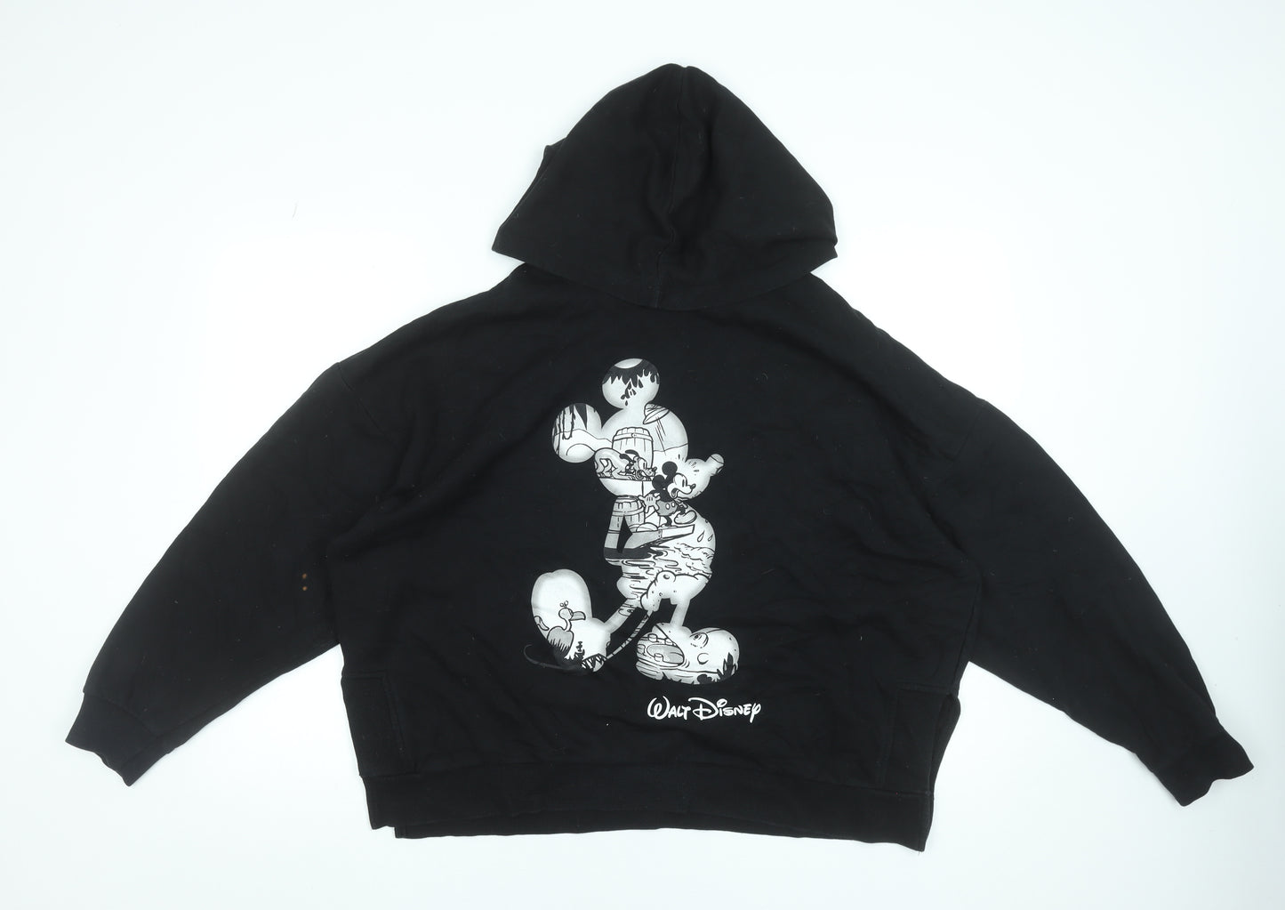 Disney Women Black L Hoodie Pullover Mickey Mouse Graphic