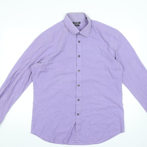 Remus Uomo Men's Purple Slim Fit Long Sleeve Dress Shirt 16.5in