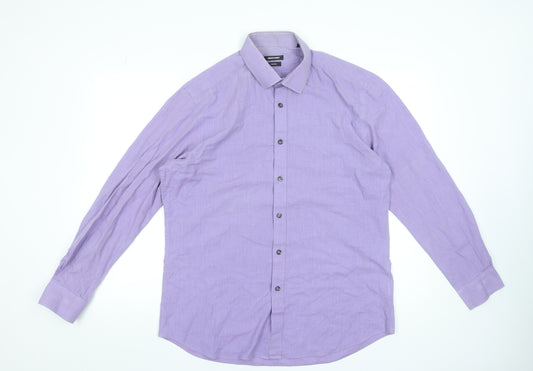 Remus Uomo Men's Purple Slim Fit Long Sleeve Dress Shirt 16.5in