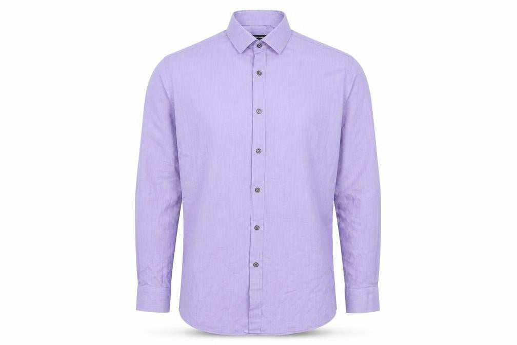 Remus Uomo Men's Purple Slim Fit Long Sleeve Dress Shirt 16.5in