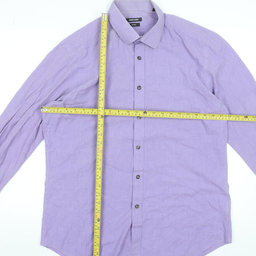 Remus Uomo Men's Purple Slim Fit Long Sleeve Dress Shirt 16.5in