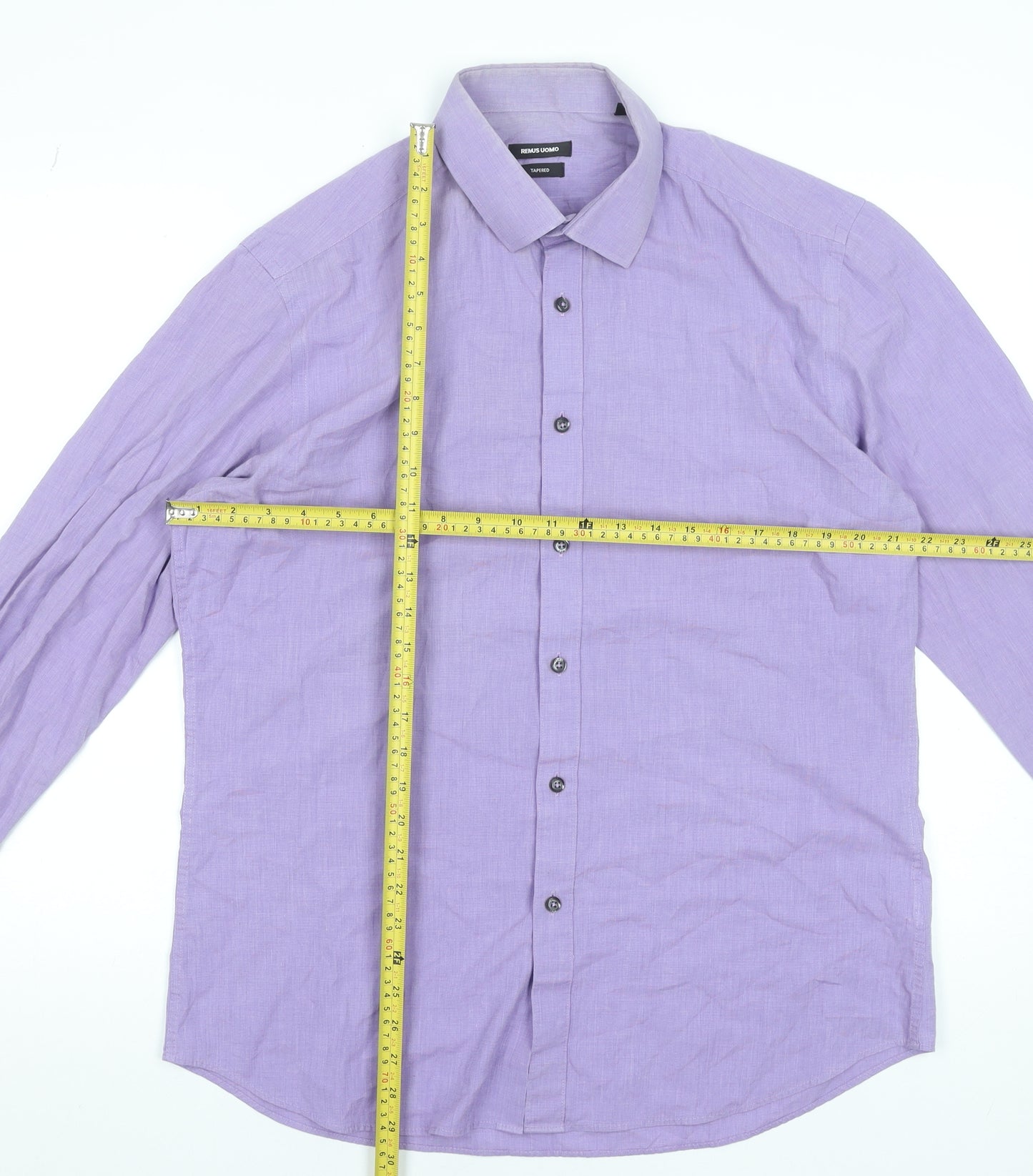 Remus Uomo Men's Purple Slim Fit Long Sleeve Dress Shirt 16.5in