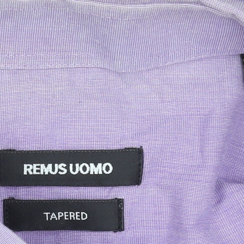 Remus Uomo Men's Purple Slim Fit Long Sleeve Dress Shirt 16.5in