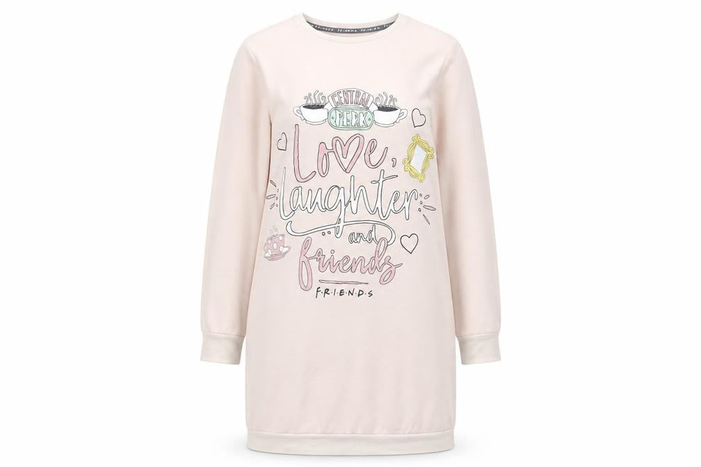 George Girls Beige Friends Graphic Long Sleeve T-Shirt Dress 12-13 Years