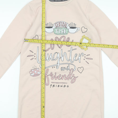 George Girls Beige Friends Graphic Long Sleeve T-Shirt Dress 12-13 Years