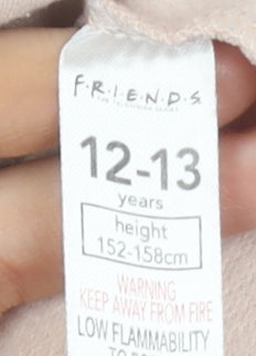 George Girls Beige Friends Graphic Long Sleeve T-Shirt Dress 12-13 Years