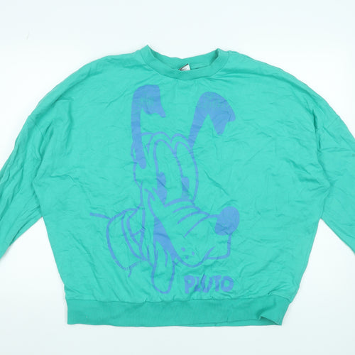 Disney Pluto Green Sweatshirt by George Women L 16-18 Cotton Graphic