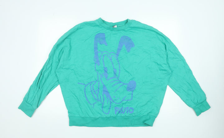 Disney Pluto Green Sweatshirt by George Women L 16-18 Cotton Graphic