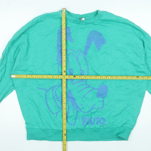 Disney Pluto Green Sweatshirt by George Women L 16-18 Cotton Graphic
