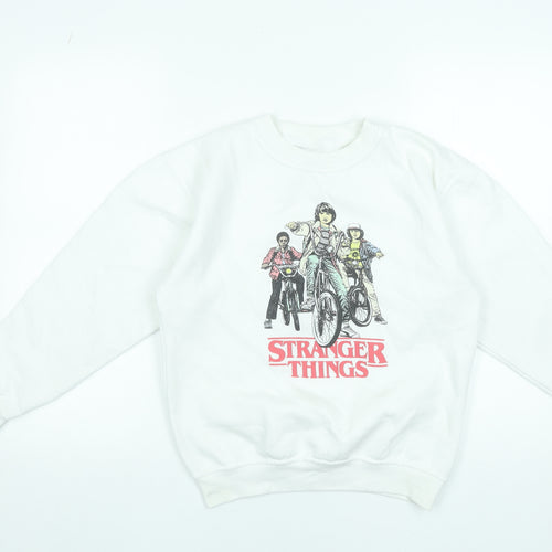 Brand Alliance Boys White Stranger Things XL Pullover Fleece Sweatshirt