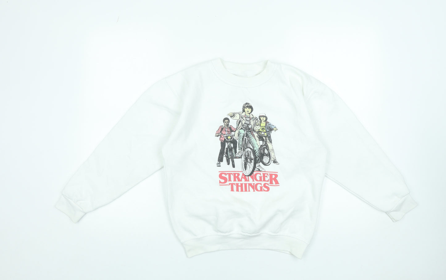 Brand Alliance Boys White Stranger Things XL Pullover Fleece Sweatshirt