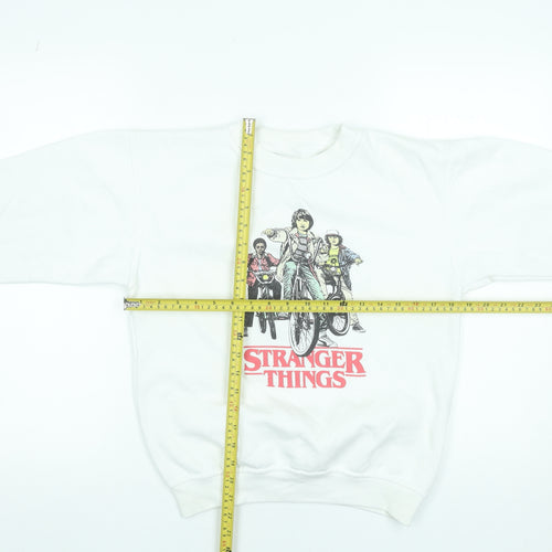 Brand Alliance Boys White Stranger Things XL Pullover Fleece Sweatshirt