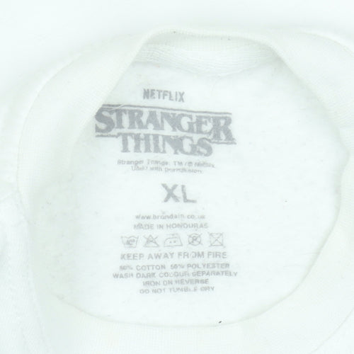 Brand Alliance Boys White Stranger Things XL Pullover Fleece Sweatshirt
