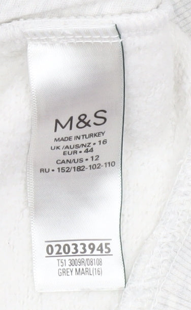 Marks and Spencer Women Grey Marl Size 16 Crew Neck Pullover Sweatshirt