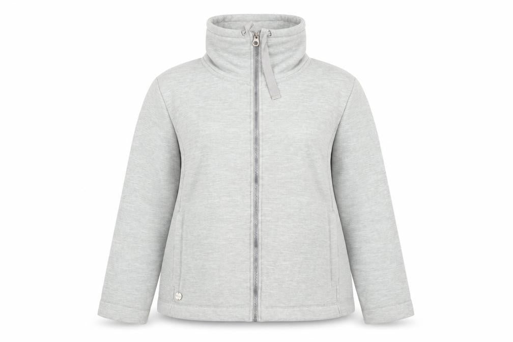 Front view of Regatta women’s grey full zip fleece jacket, size UK 20