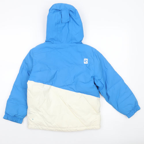 Rip Curl Boys Blue & Ivory Hooded Ski Jacket 8 Years Waterproof Winter Coat