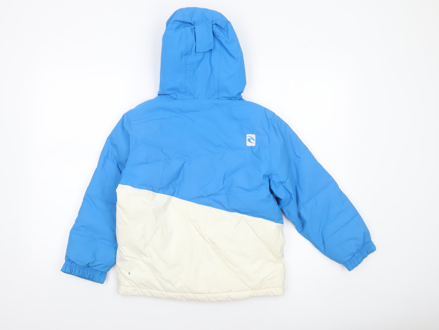Rip Curl Boys Blue & Ivory Hooded Ski Jacket 8 Years Waterproof Winter Coat