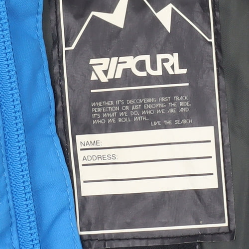 Rip Curl Boys Blue & Ivory Hooded Ski Jacket 8 Years Waterproof Winter Coat