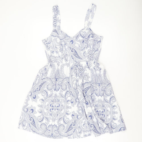 Dex Women’s White Paisley Fit & Flare Summer Dress XS