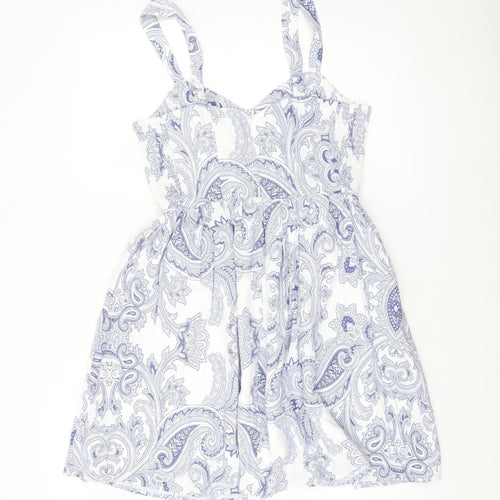 Dex Women’s White Paisley Fit & Flare Summer Dress XS