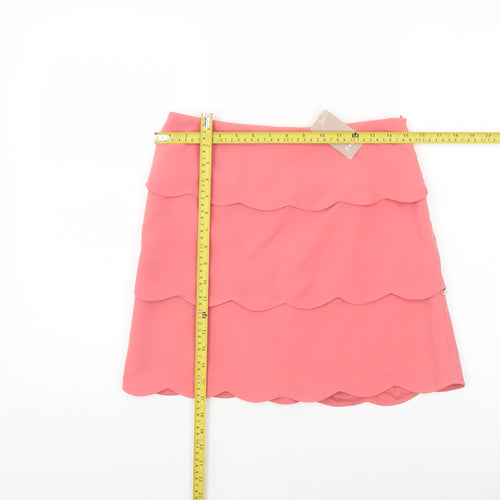 A|wear Womens Pink Layered Scalloped A-Line Skirt Size 10