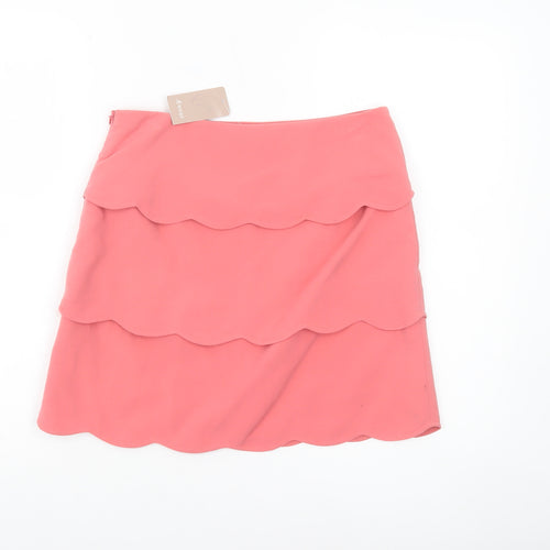 A|wear Womens Pink Layered Scalloped A-Line Skirt Size 10