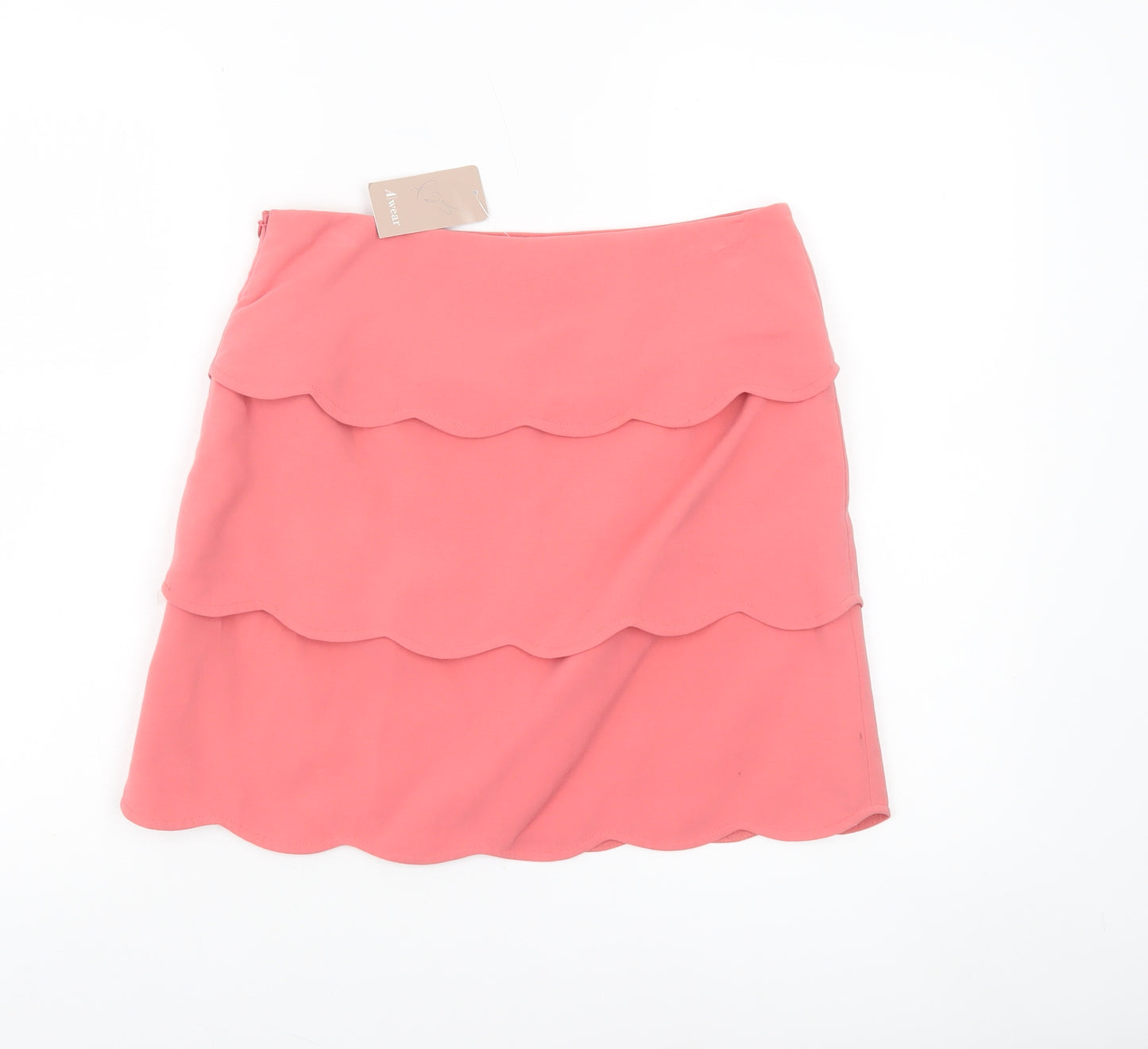A|wear Womens Pink Layered Scalloped A-Line Skirt Size 10