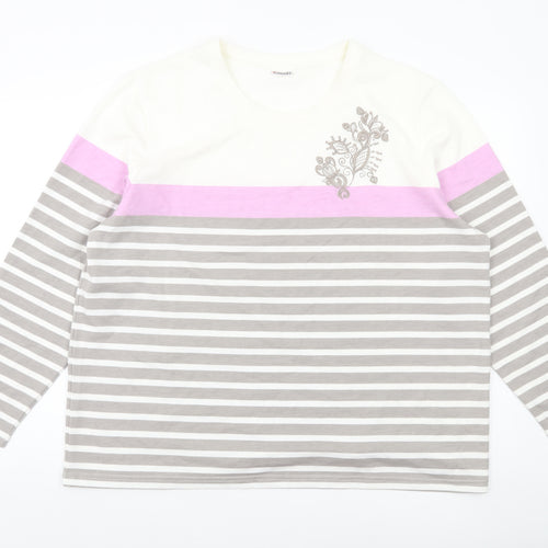 Damart Women’s Multicoloured Striped Long Sleeve T-Shirt Size 22