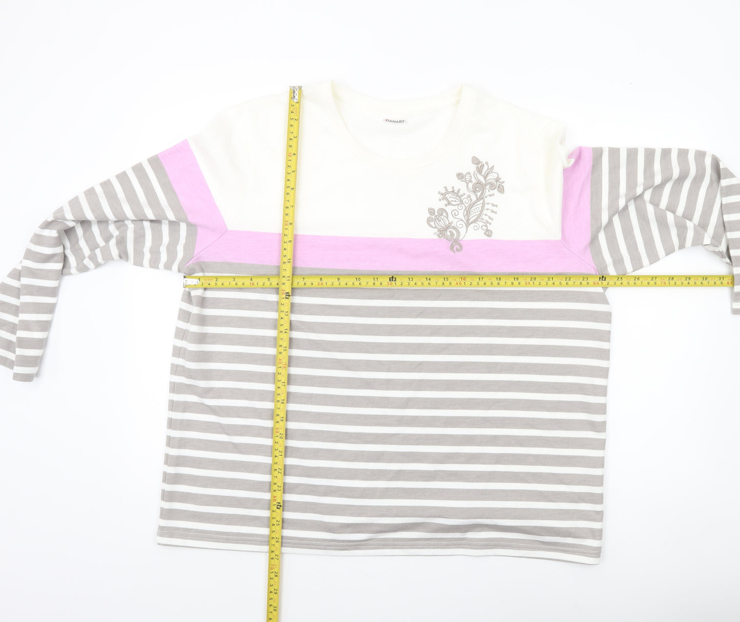 Damart Women’s Multicoloured Striped Long Sleeve T-Shirt Size 22