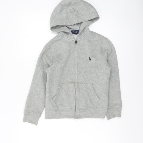 Polo Ralph Lauren Boys Grey Full Zip Hoodie Size 8 Cotton Blend
