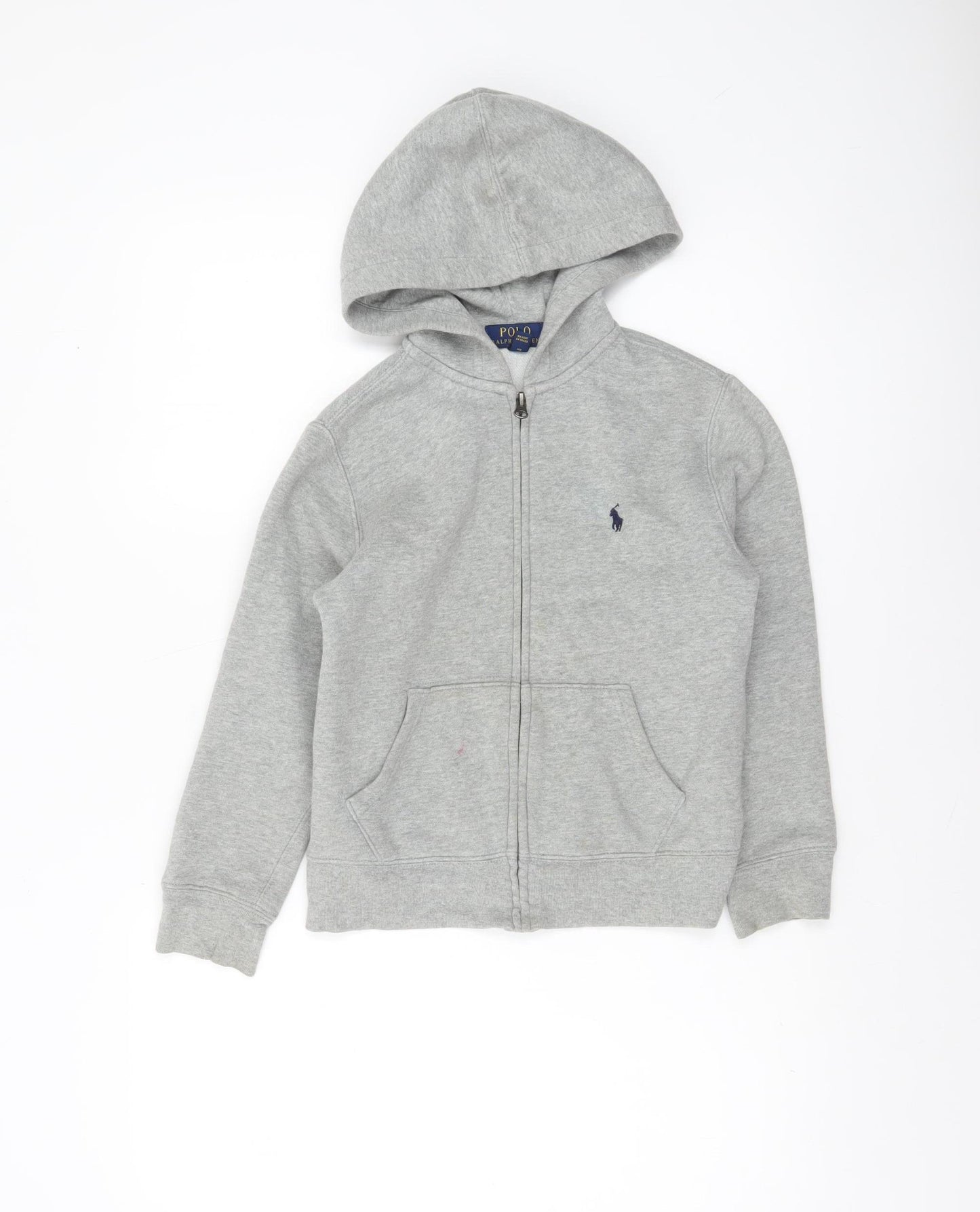 Polo Ralph Lauren Boys Grey Full Zip Hoodie Size 8 Cotton Blend