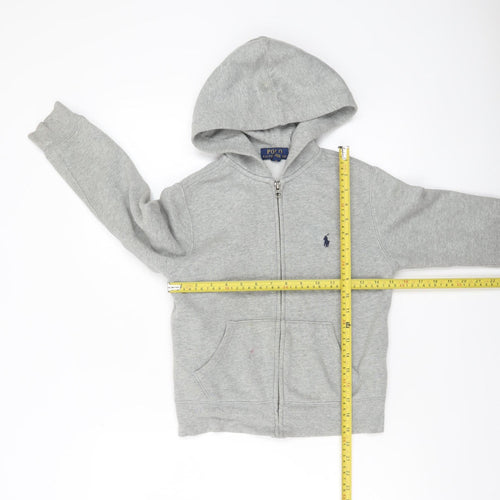 Polo Ralph Lauren Boys Grey Full Zip Hoodie Size 8 Cotton Blend