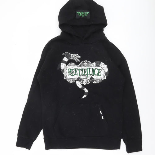 Beetlejuice Boys Black Pullover Hoodie 12-13 Years Graphic Print Fleece