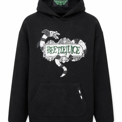Beetlejuice Boys Black Pullover Hoodie 12-13 Years Graphic Print Fleece