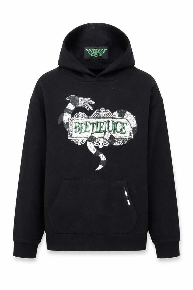 Beetlejuice Boys Black Pullover Hoodie 12-13 Years Graphic Print Fleece