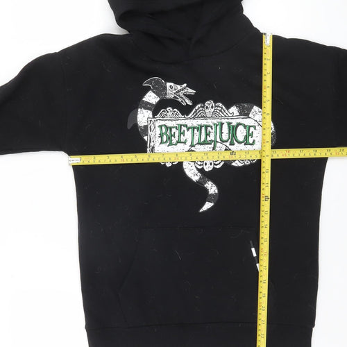 Beetlejuice Boys Black Pullover Hoodie 12-13 Years Graphic Print Fleece