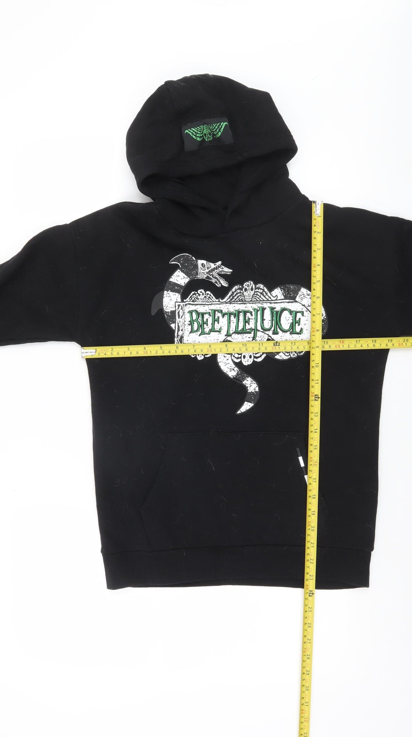Beetlejuice Boys Black Pullover Hoodie 12-13 Years Graphic Print Fleece