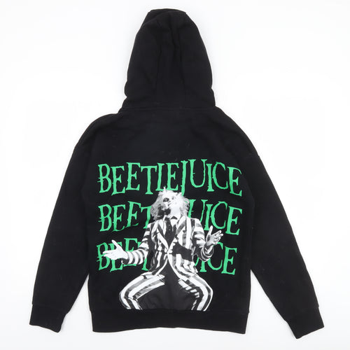 Beetlejuice Boys Black Pullover Hoodie 12-13 Years Graphic Print Fleece