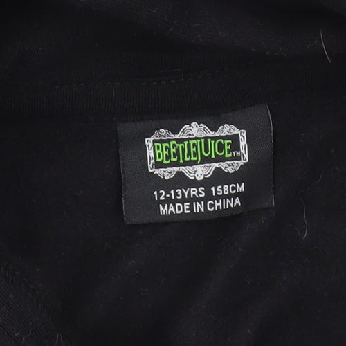Beetlejuice Boys Black Pullover Hoodie 12-13 Years Graphic Print Fleece