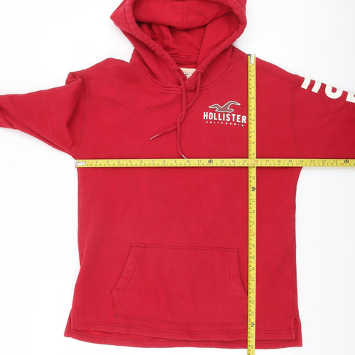 Hollister Women Red XS Pullover Hoodie Cotton Blend Graphic Print