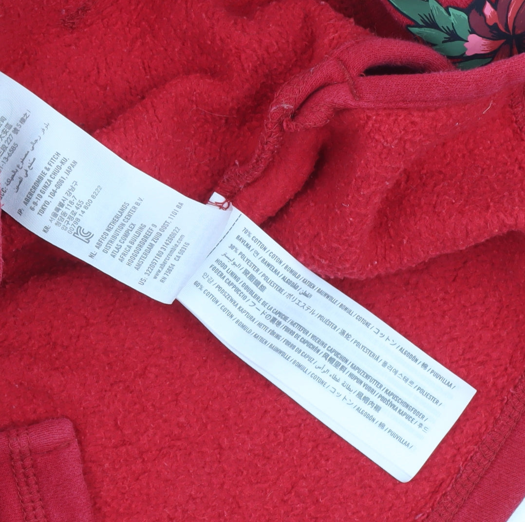 Hollister Women Red XS Pullover Hoodie Cotton Blend Graphic Print