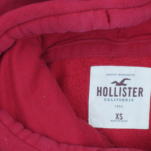 Hollister Women Red XS Pullover Hoodie Cotton Blend Graphic Print
