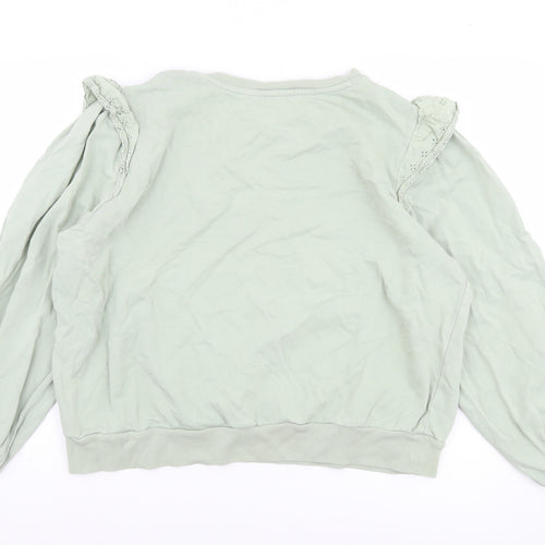 Marks and Spencer Women Dusted Mint Green Ruffle Shoulder Sweatshirt Size 16