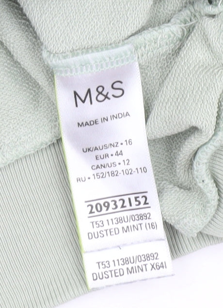 Marks and Spencer Women Dusted Mint Green Ruffle Shoulder Sweatshirt Size 16
